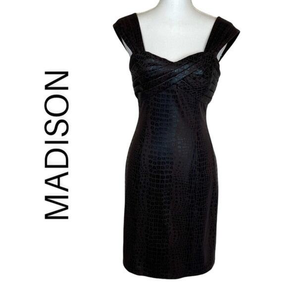 Madison Black Brown Animal Print BodyCon Party Event Dress‎ NWOT Size 4 - Picture 1 of 12